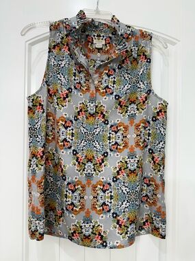 J. Crew Gray Floral-Print Sleeveless Camisole